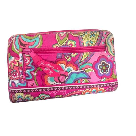 Vera Bradley Turn Lock Wallet Pink and Purple - Picture 3 of 8